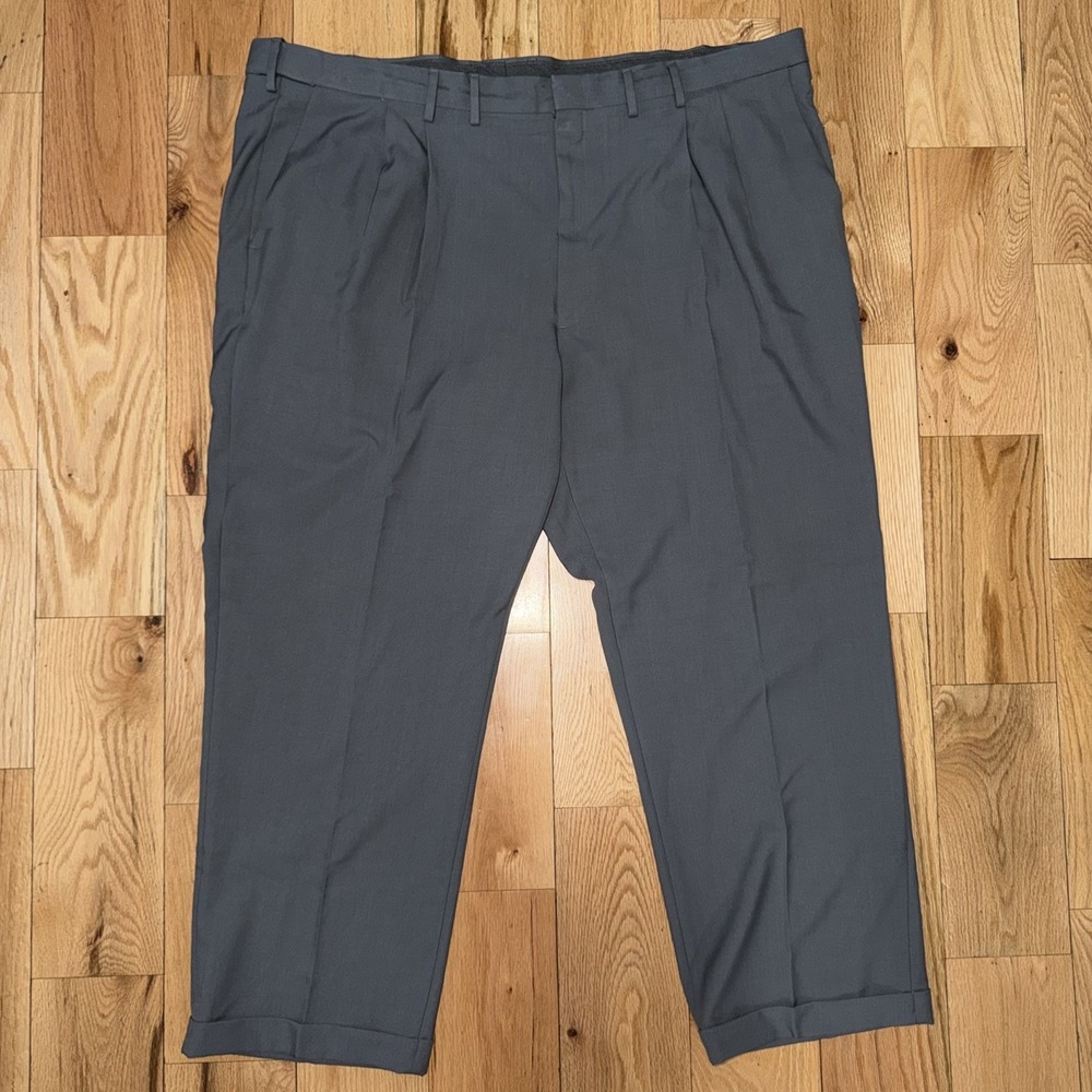 HAAGAR Men's Gray Premium Flat Front Dress Pants Size 46x30